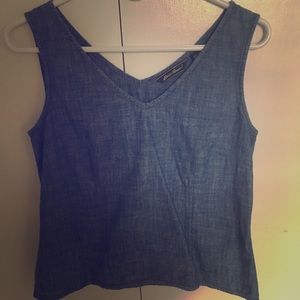 Blue denim v neck summer blouse